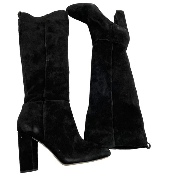 SAM EDELMAN Caprice Knee-High Black Suede Block Heel Boots Size 9 NWOT - Picture 7 of 10